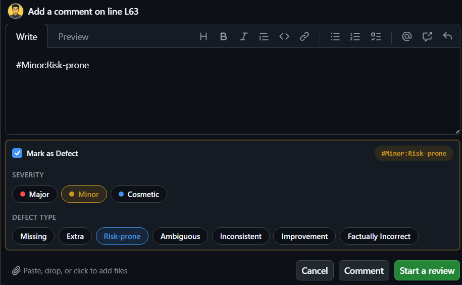 GitHub Defect Marker — One-click severity, type, and a live label preview