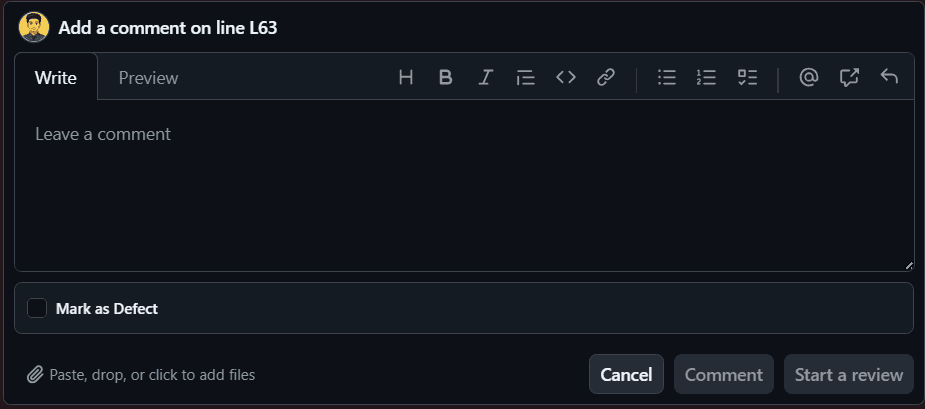 GitHub Defect Marker — Inline defect panel