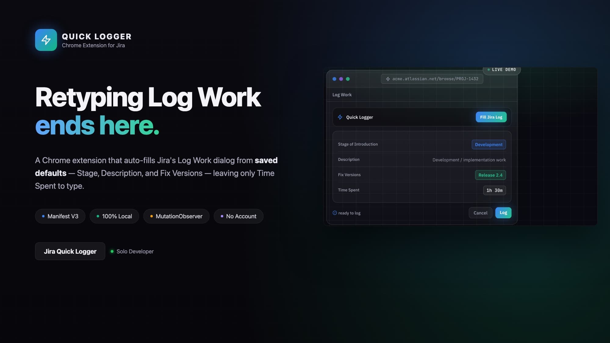 Jira Quick Logger