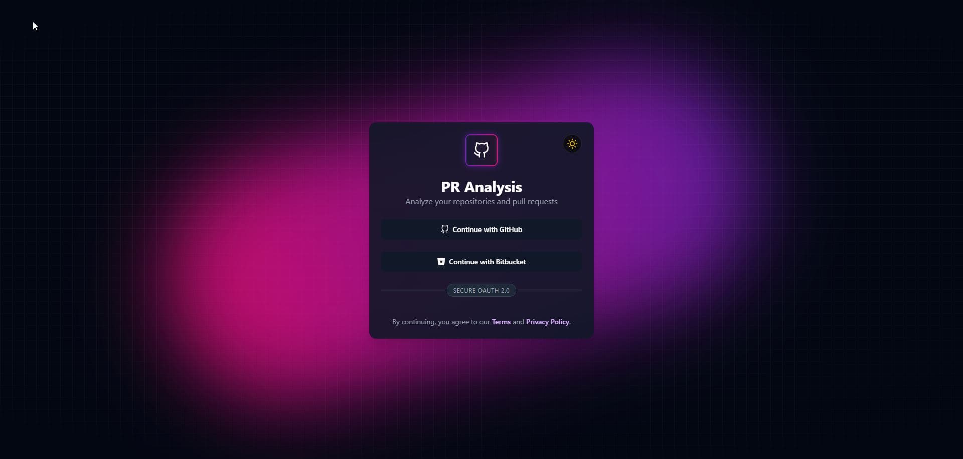 PR Analysis Dashboard — Multi-platform integration: GitHub OAuth and Bitbucket.