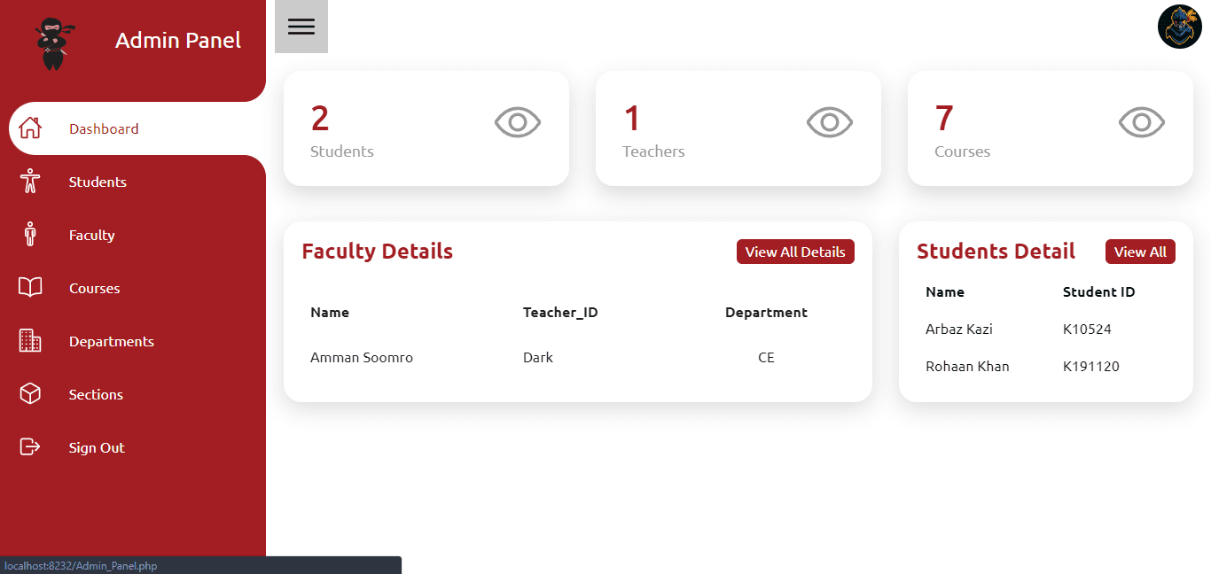 Shadow Sensei — Admin dashboard